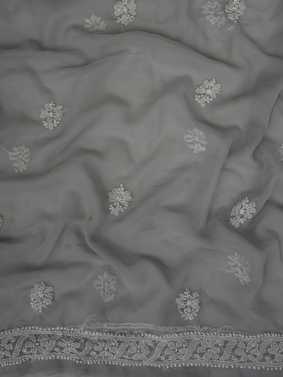 Ada Hand Embroidered Grey Georgette Lucknowi Chikankari Unstitched Suit Piece 01A859815