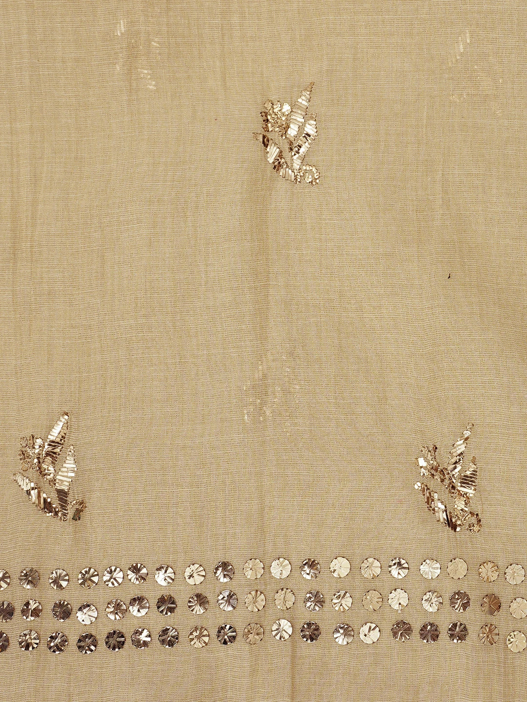 Ada Hand Embroidered Fawn Tissue Lucknowi Chikankari Unstitched Kurta Dupatta Set With Mukaish Work 01A850927