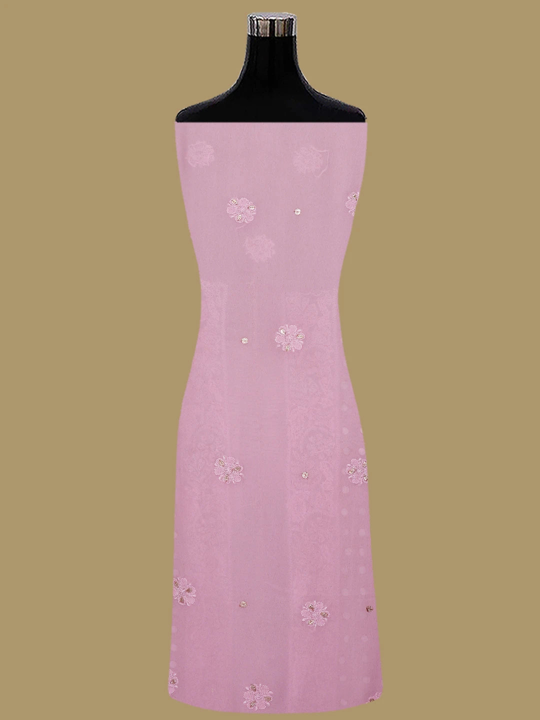 Ada Hand Embroidered Pink Viscose Georgette Lucknowi Chikankari Unstitched Kurta Dupatta Set With Gotapatti Work  01A809096