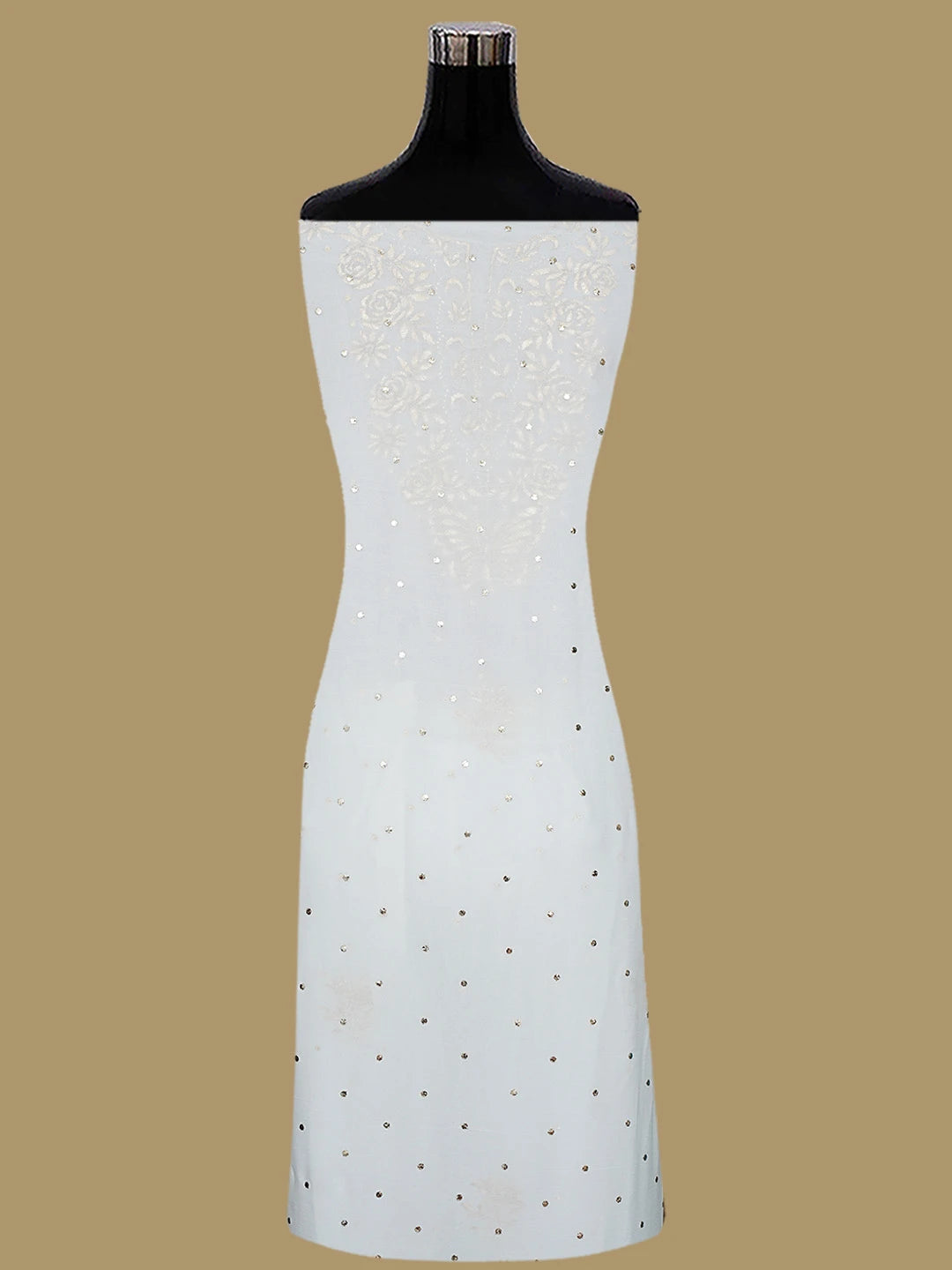 Ada Hand Embroidered White Viscose Georgette Lucknowi Chikankari Unstitched Kurta Dupatta Set With Mukaish Work 01A844980