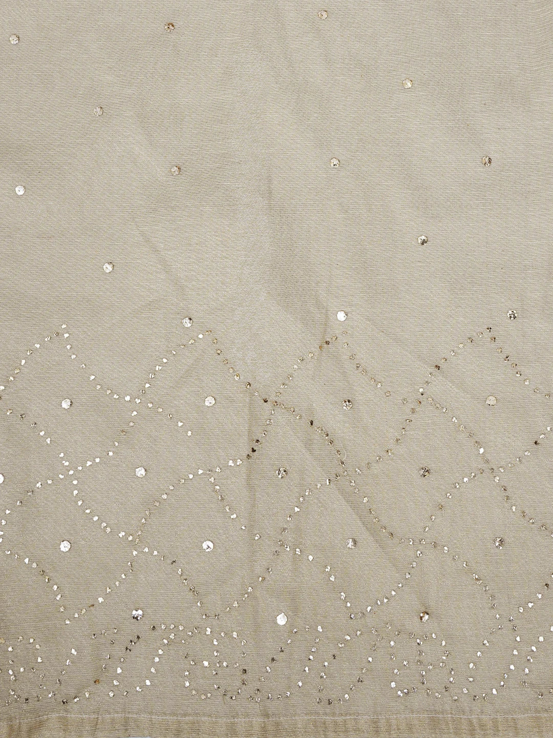 Ada Hand Embroidered Fawn Tissue Lucknowi Chikankari Semi-Stitched Anarkali Kurta Dupatta Set With Mukaish Work 01A802314