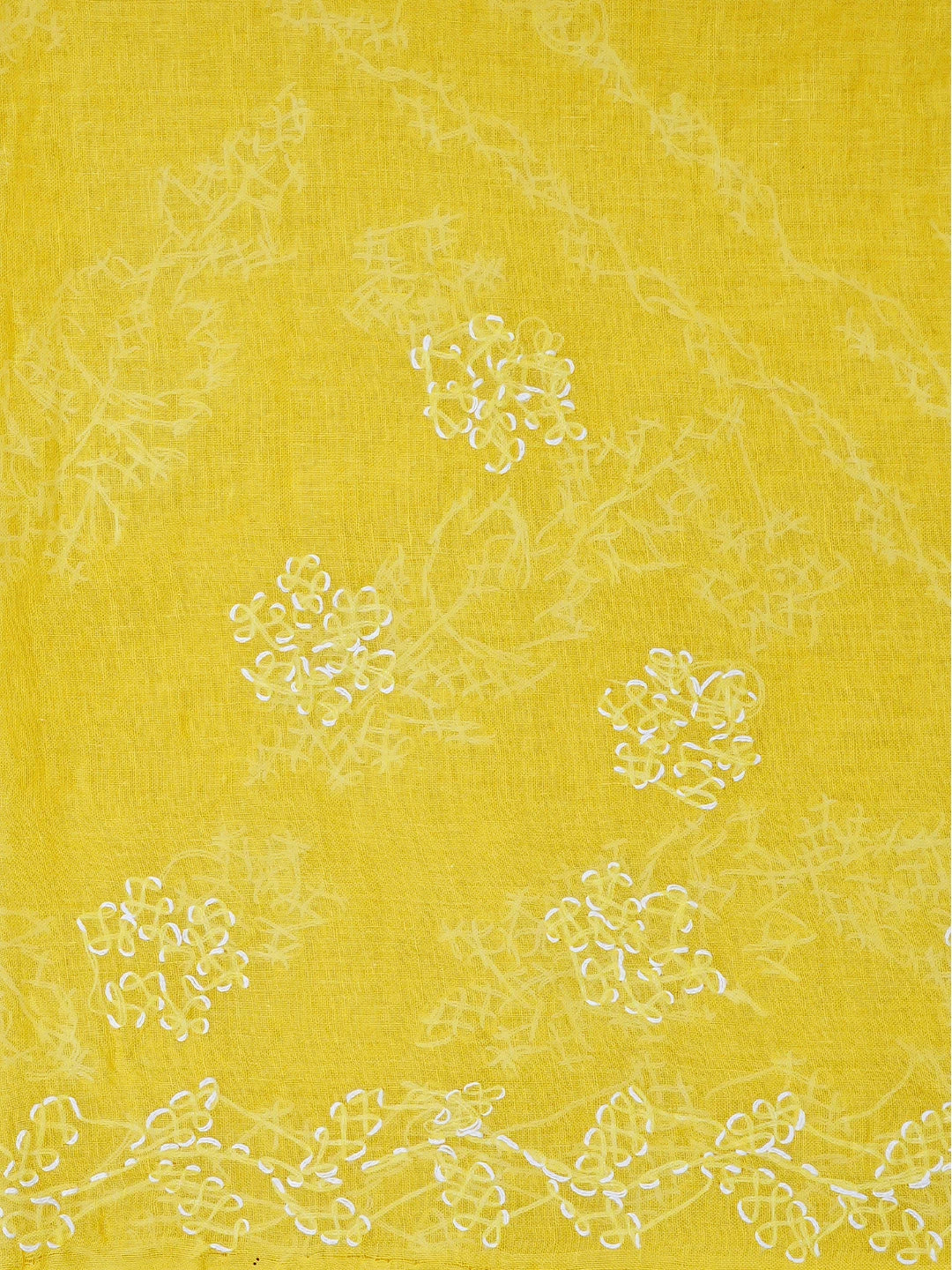 Ada Hand Embroidered Yellow Cotton Lucknowi Chikankari Saree and Blouse 01A853484