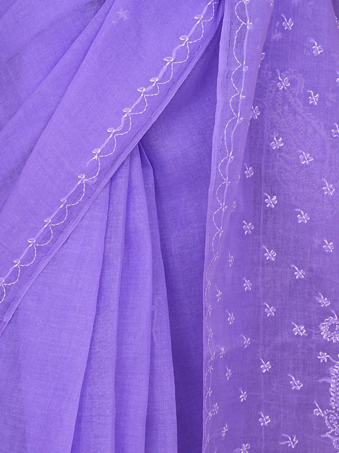 Ada Hand Embroidered Mauve Cotton Lucknowi Chikankari Saree and Blouse 01A854446