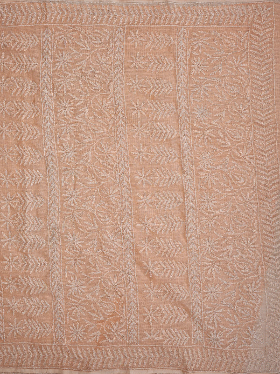 Ada Hand Embroidered Peach Kota Lucknowi Chikankari Saree With Blouse 01A795041