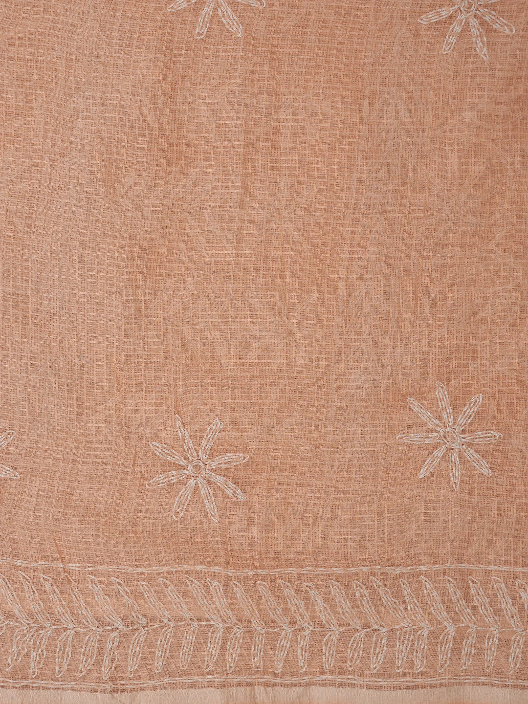 Ada Hand Embroidered Peach Kota Lucknowi Chikankari Saree With Blouse 01A795041