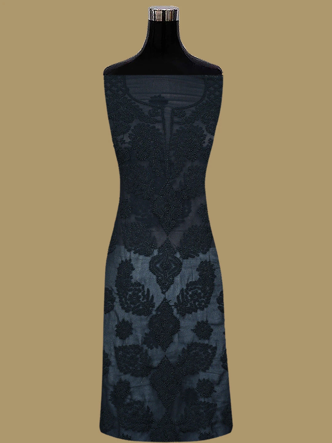Ada Hand Embroidered Black Georgette Lucknowi Chikankari Unstitched Suit Piece 01A854961