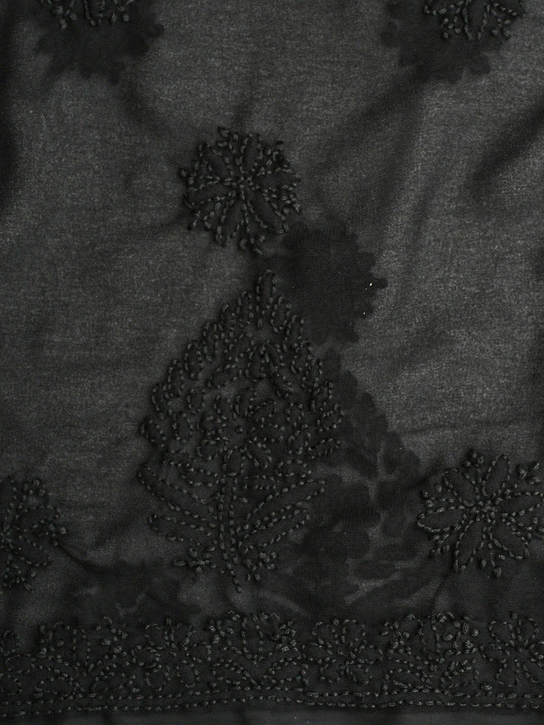 Ada Hand Embroidered Black Georgette Lucknowi Chikankari Unstitched Suit Piece 01A854961