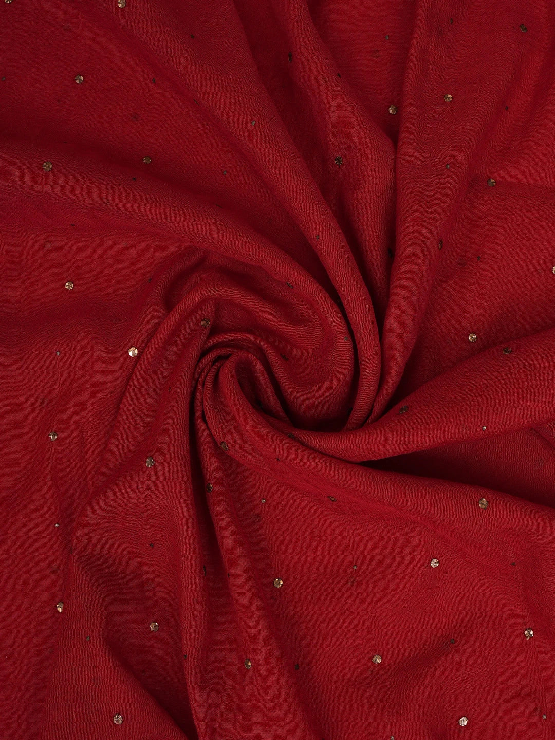 Ada Hand Embroidered Red Chanderi Lucknowi Chikankari Unstitched Kurta Dupatta Set With Mukaish Work 01A133801