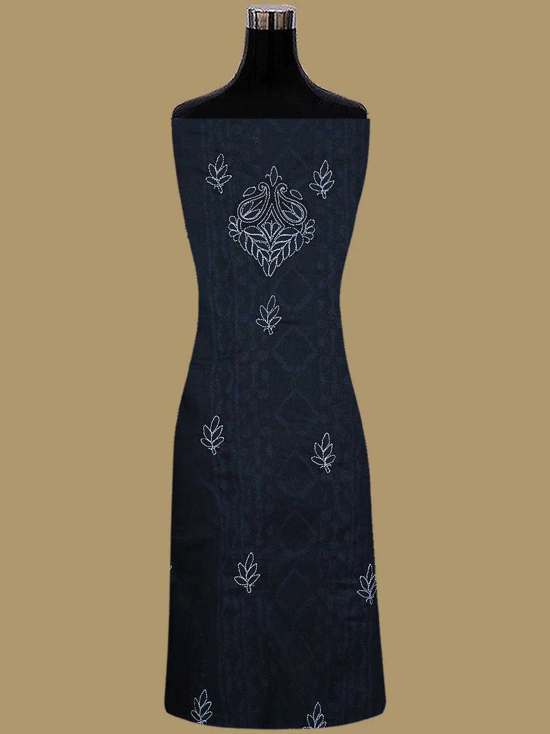 Ada Hand Embroidered Black Cotton Lucknowi Chikankari Unstitched Suit Set 01A845208