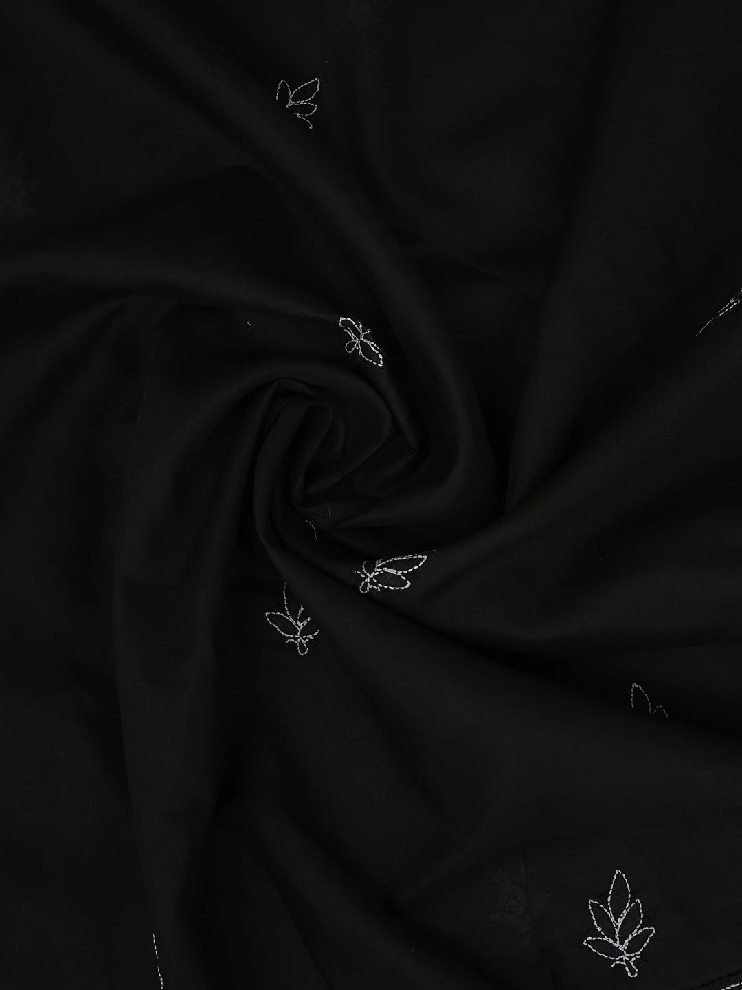 Ada Hand Embroidered Black Cotton Lucknowi Chikankari Unstitched Suit Set 01A845208
