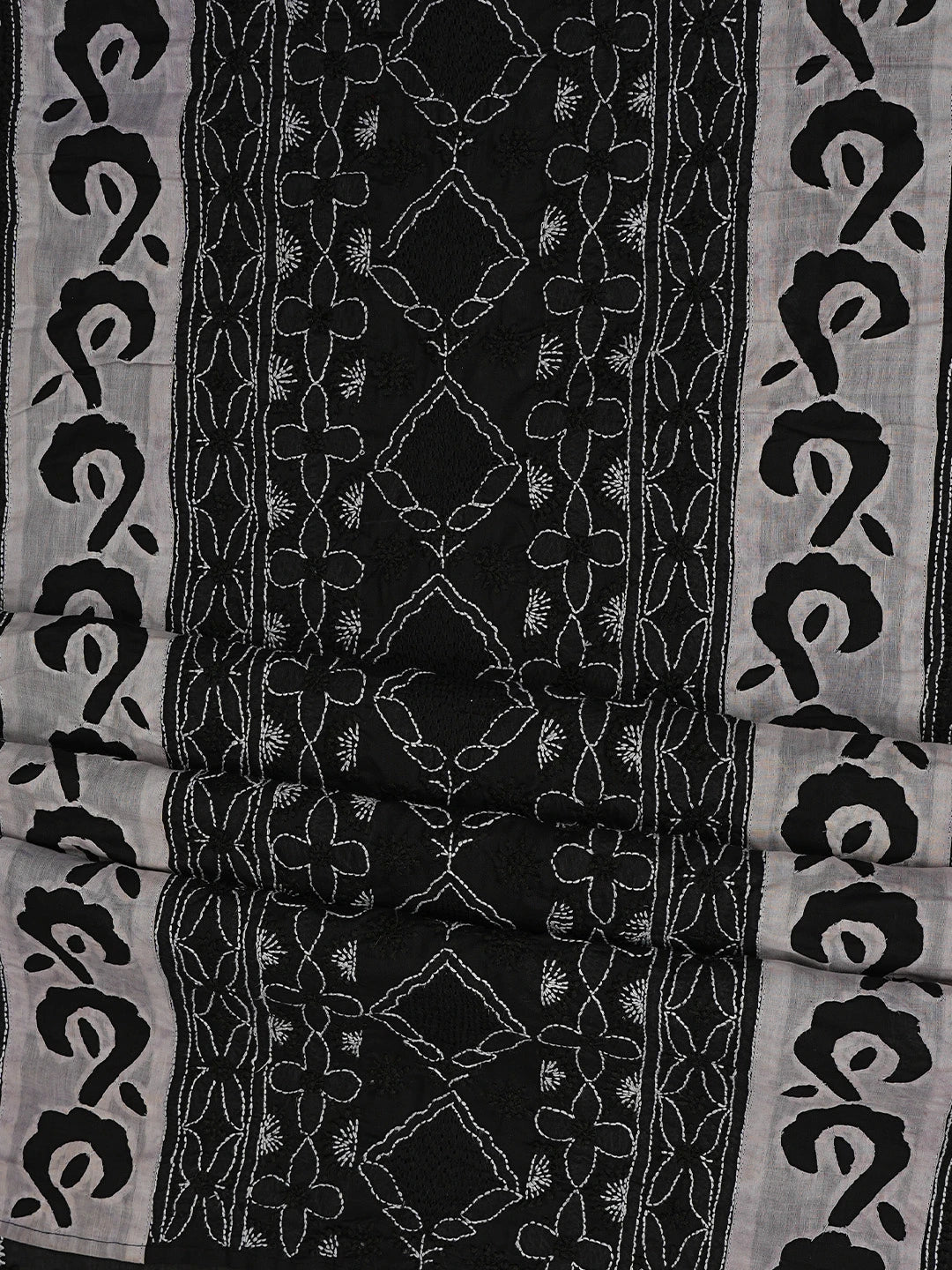 Ada Hand Embroidered Black Cotton Lucknowi Chikankari Unstitched Suit Set 01A845208