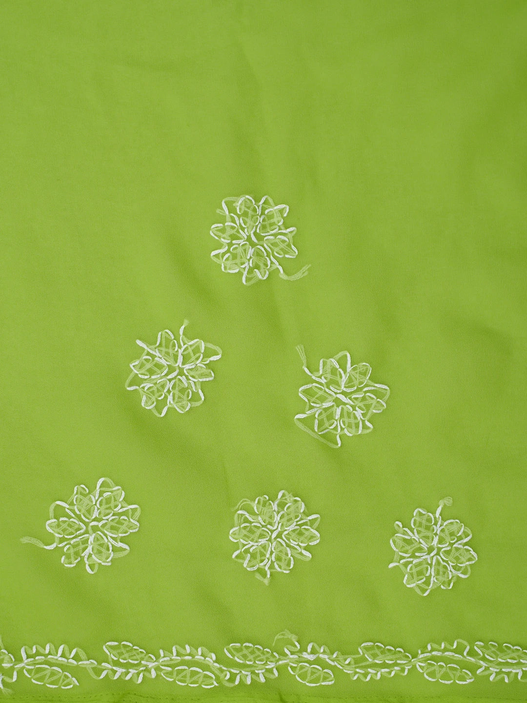 Ada Hand Embroidered Kelly Green Georgette Lucknowi Chikankari Saree With Blouse 01A853820