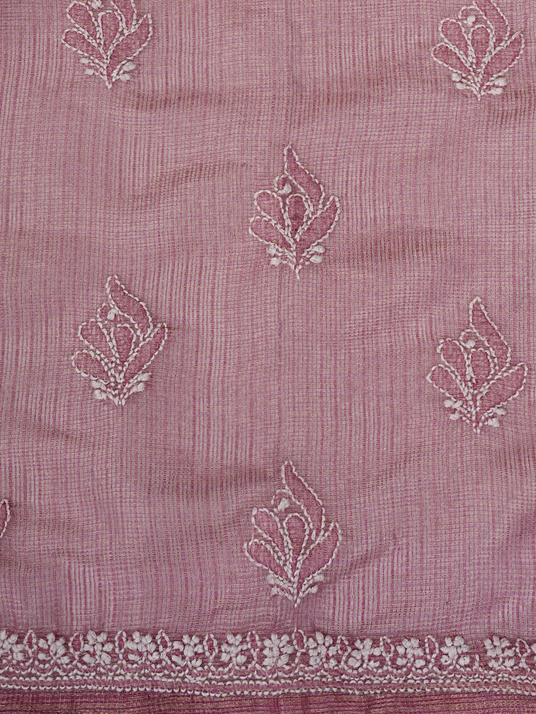 Ada Hand Embroidered Onion Pink Tissue Lucknowi Chikankari Unstitched Kurta Dupatta Set 01A784670