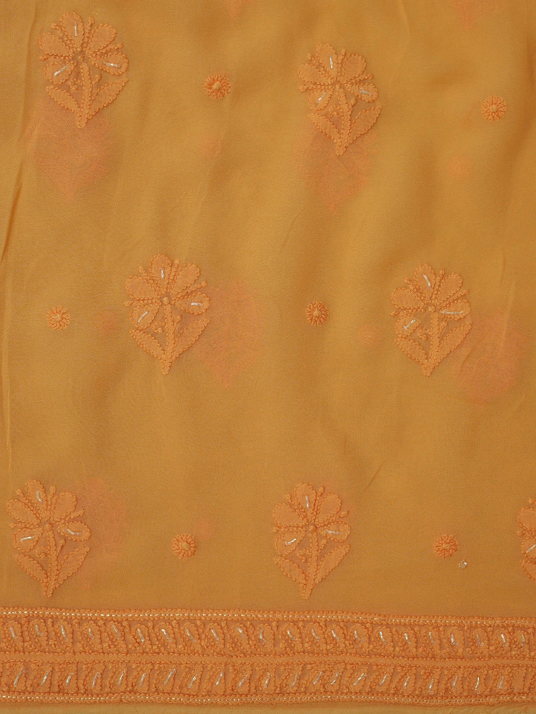 Ada Hand Embroidered Gold Yellow Viscose Georgette Lucknowi Chikankari Unstitched Kurta Dupatta Set With Cutdana Work 01A724164