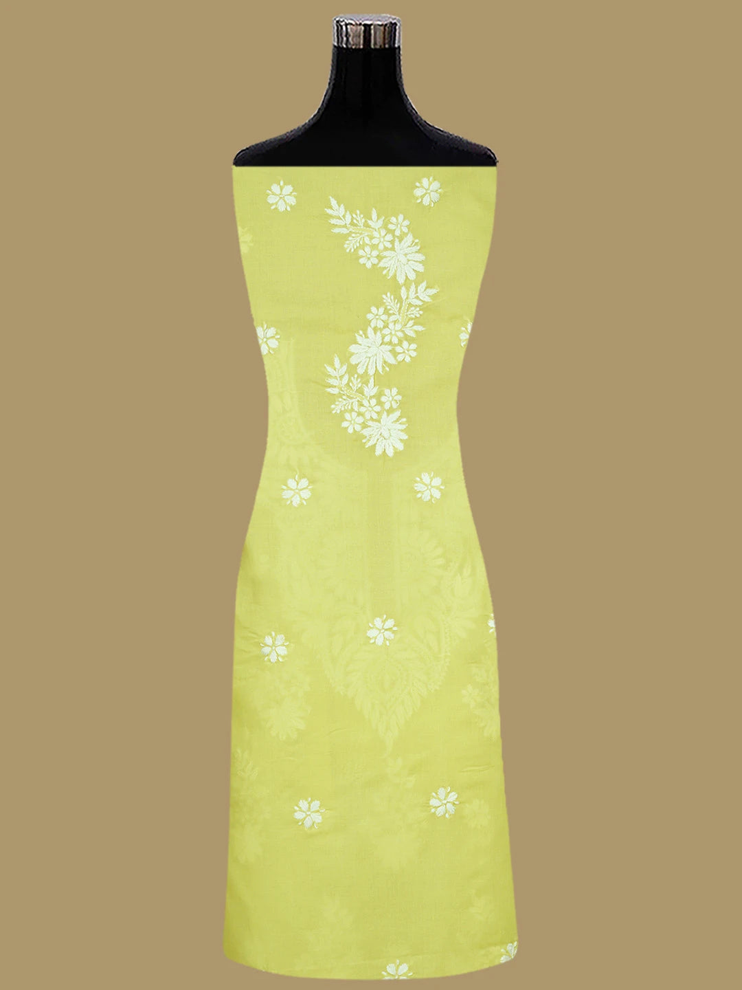 Ada Hand Embroidered Lemon Cotton Lucknowi Chikankari Unstitched Suit Piece 01A700776
