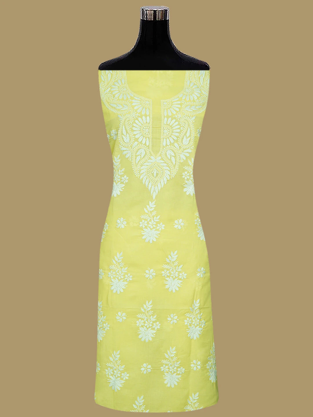 Ada Hand Embroidered Lemon Cotton Lucknowi Chikankari Unstitched Suit Piece 01A700776