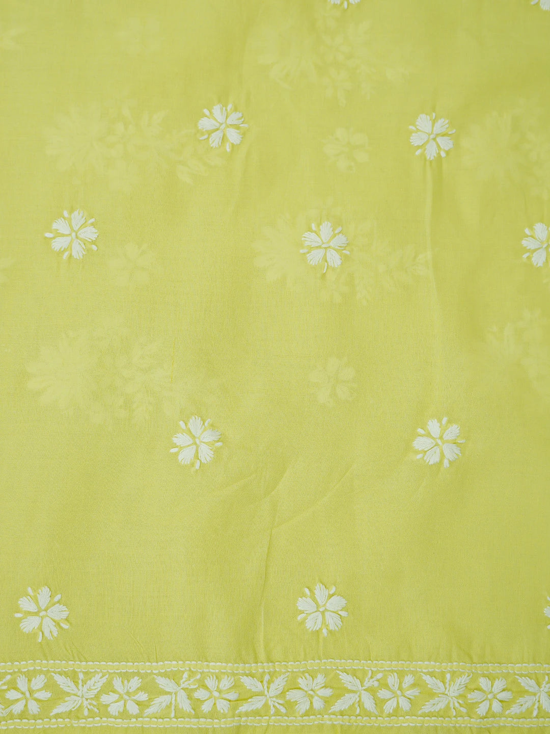 Ada Hand Embroidered Lemon Cotton Lucknowi Chikankari Unstitched Suit Piece 01A700776