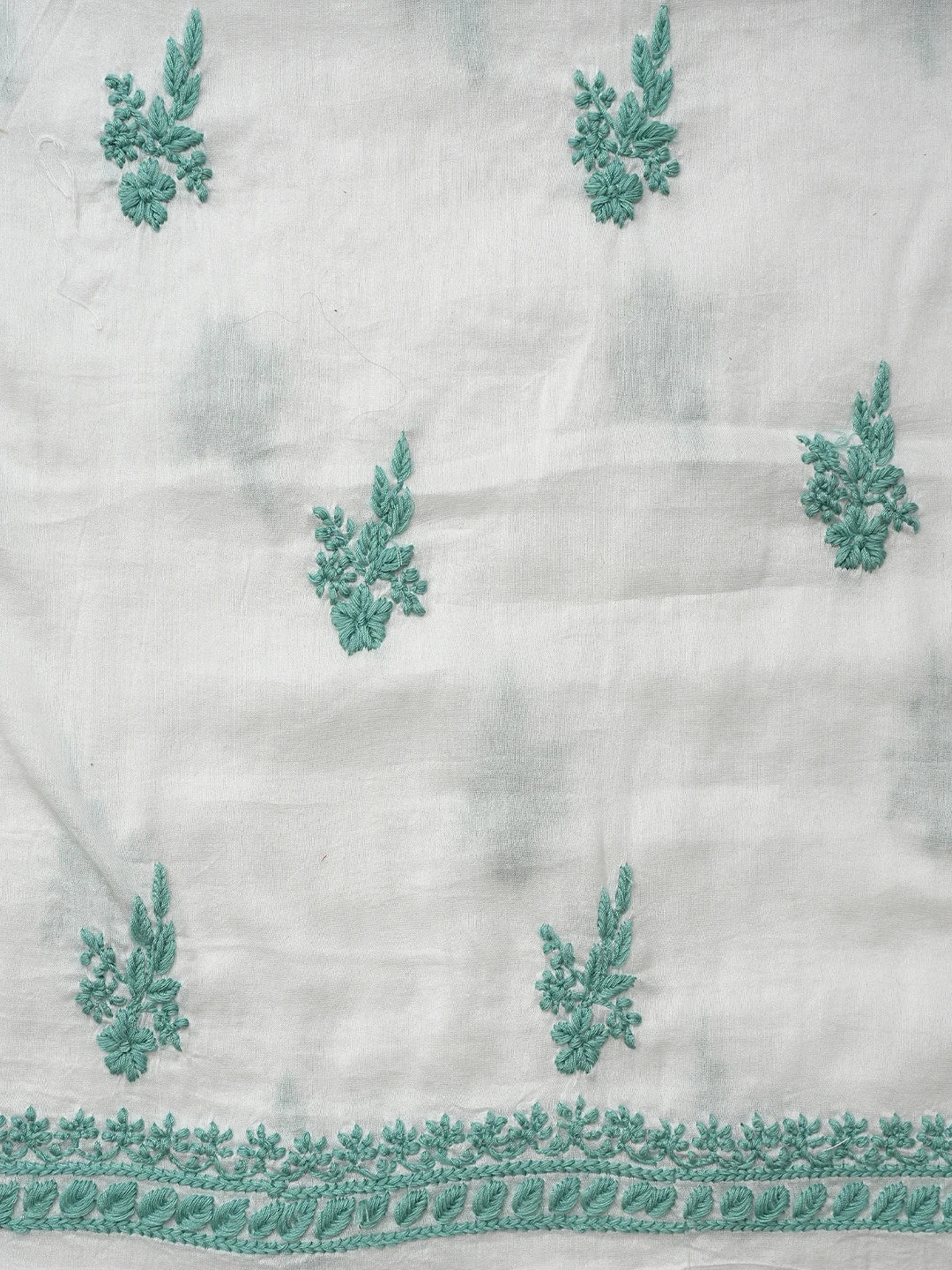 Ada Hand Embroidered White Crepe Lucknowi Chikankari Unstitched Kurta Dupatta Set 01A380368