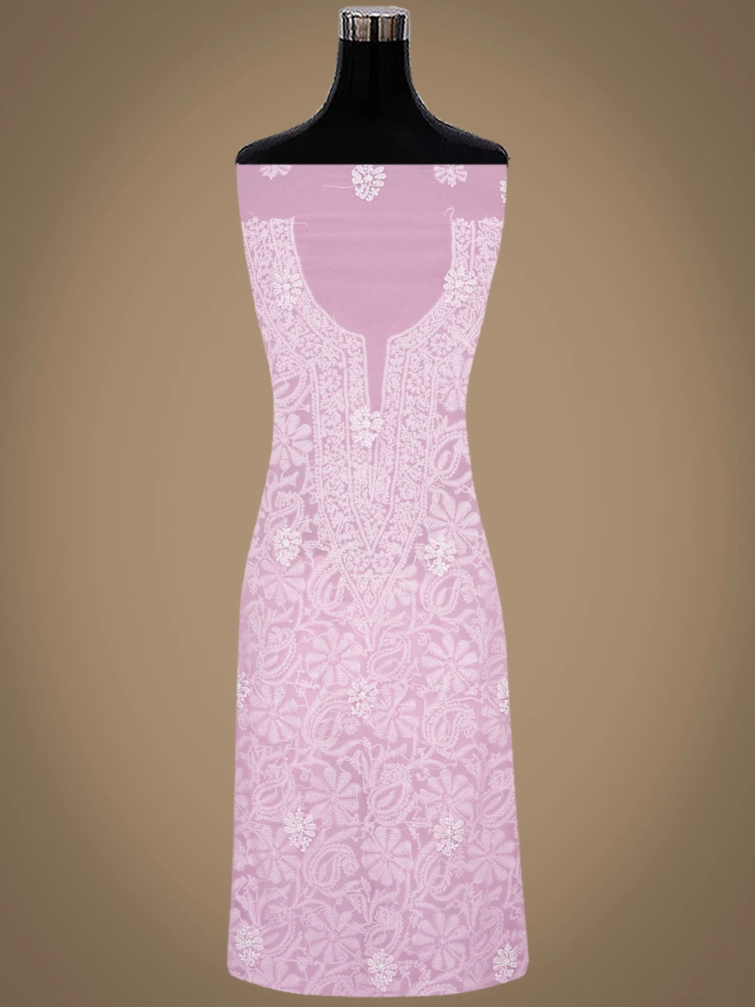 Ada Hand Embroidered Pink Georgette Lucknowi Chikankari Unstitched Suit Piece 01A859804