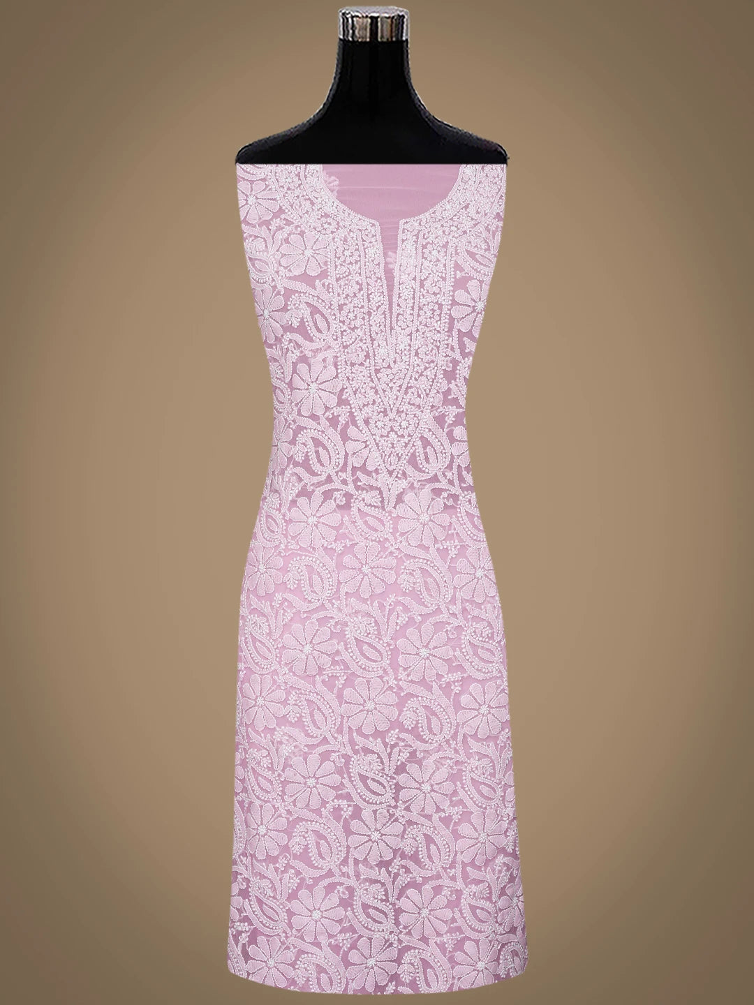 Ada Hand Embroidered Pink Georgette Lucknowi Chikankari Unstitched Suit Piece 01A859804
