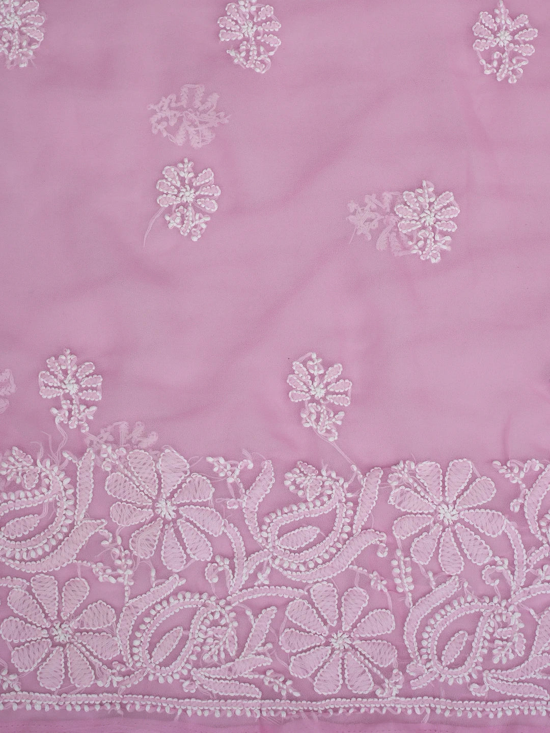 Ada Hand Embroidered Pink Georgette Lucknowi Chikankari Unstitched Suit Piece 01A859804