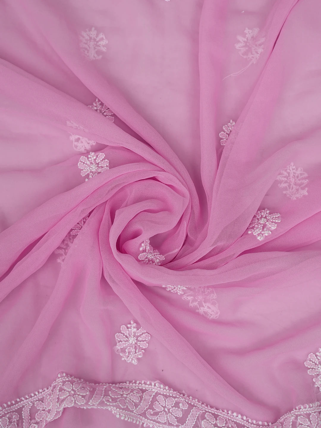 Ada Hand Embroidered Pink Georgette Lucknowi Chikankari Unstitched Suit Piece 01A859804