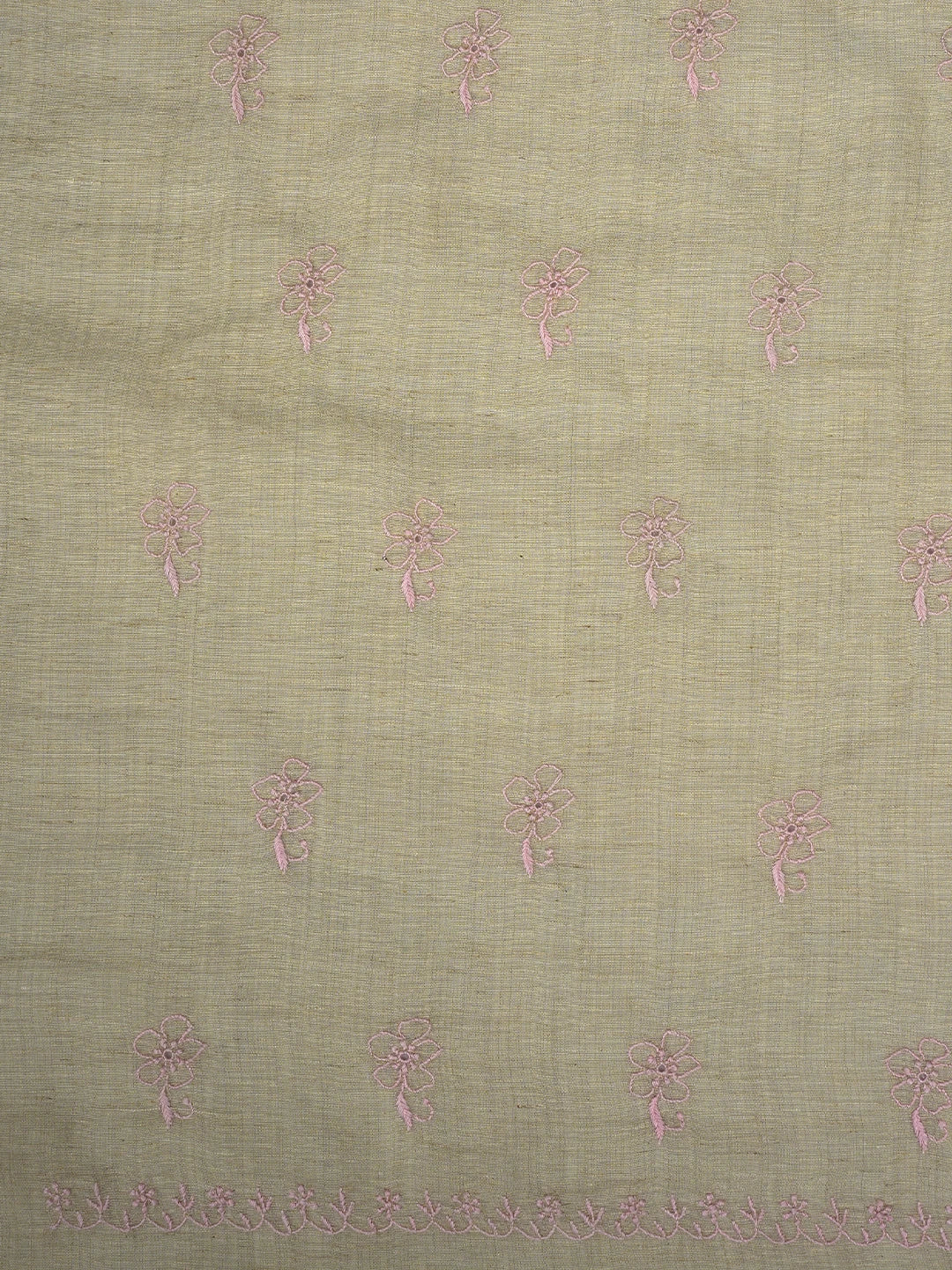 Ada Hand Embroidered Fawn Chanderi Lucknowi Chikankari Unstitched Kurta Dupatta Set 01A440329
