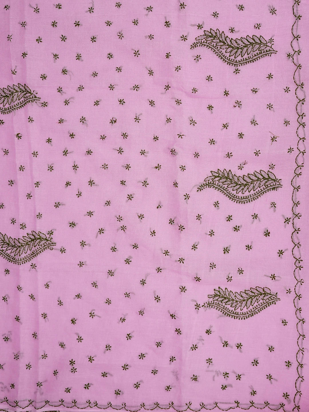 Ada Hand Embroidered Pink Cotton Lucknowi Chikankari Saree and Blouse 01A854460
