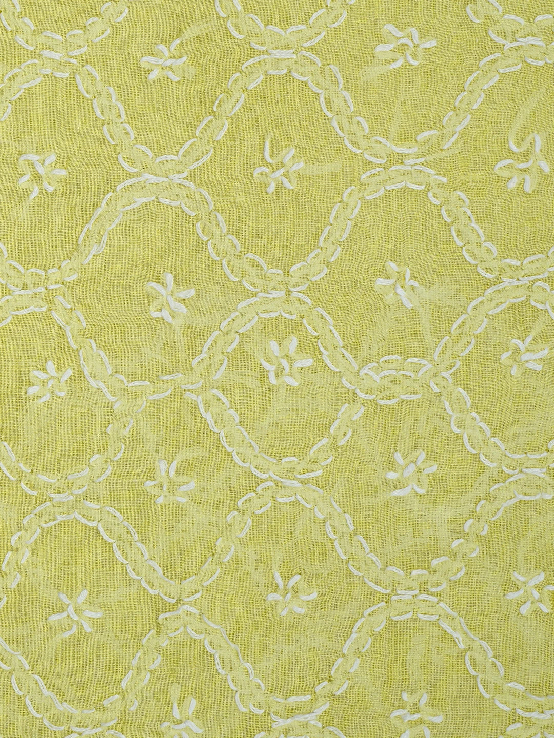 Ada Hand Embroidered Lemon Cotton Lucknowi Chikankari Unstitched Suit Piece 01A854954