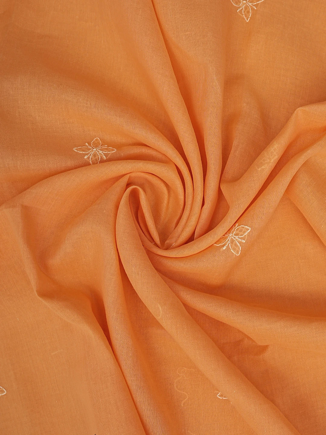 Ada Hand Embroidered Bright Peach Cotton Lucknowi Chikankari Unstitched Suit Piece 01A854940