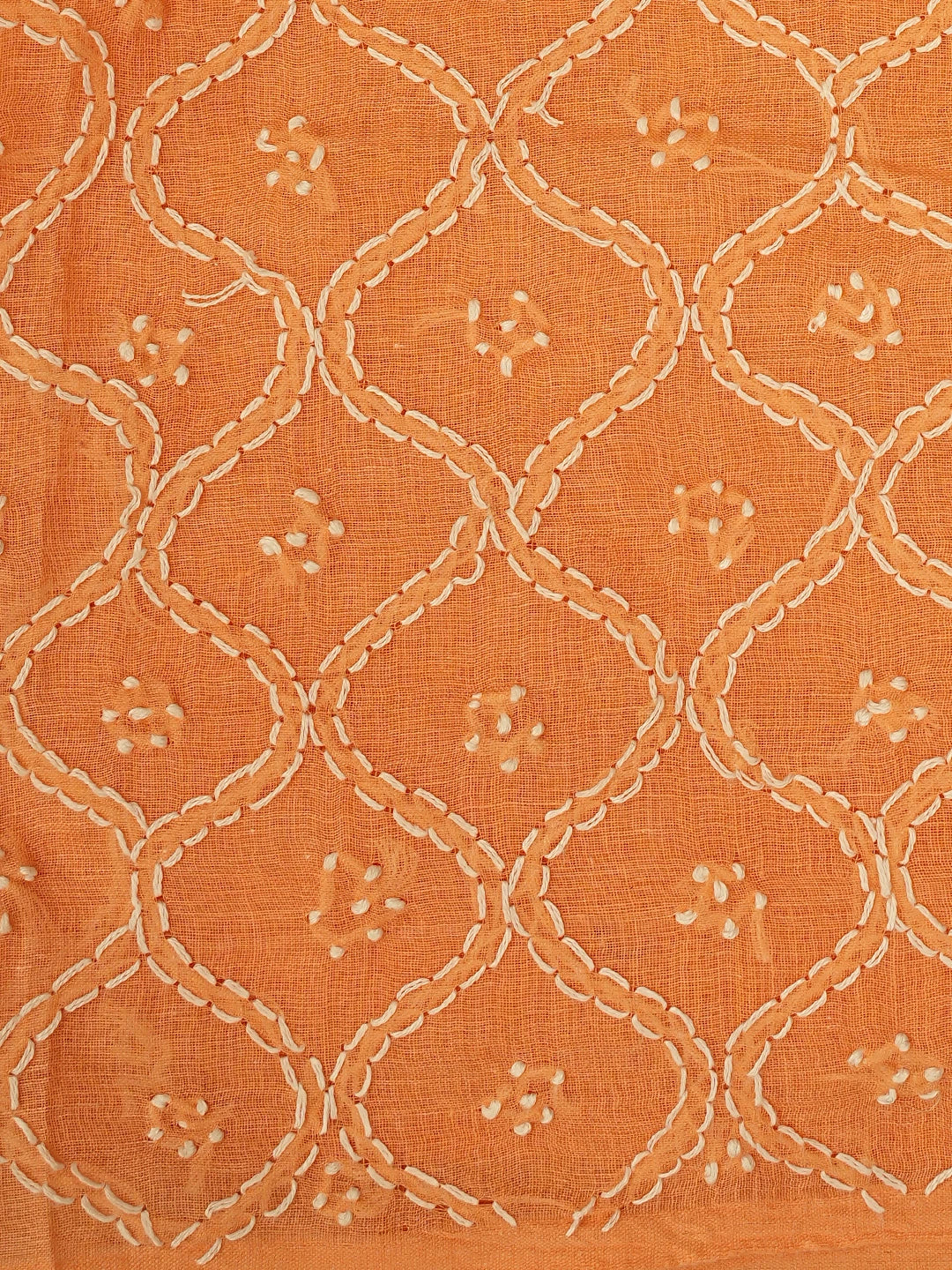 Ada Hand Embroidered Bright Peach Cotton Lucknowi Chikankari Unstitched Suit Piece 01A854940