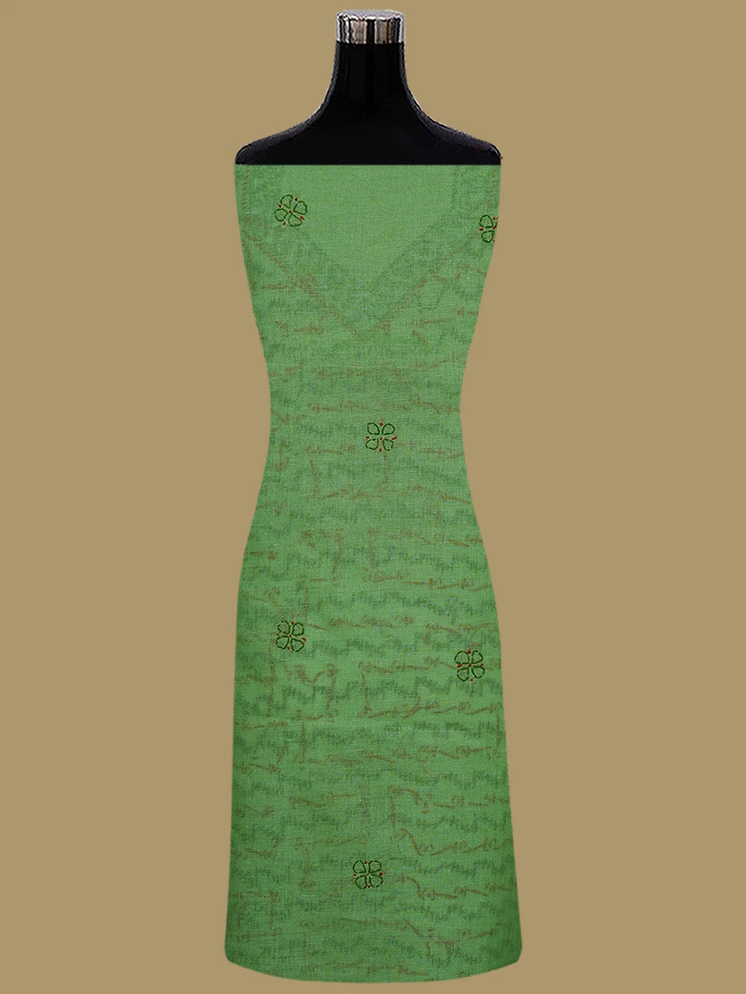 Ada Hand Embroidered Green Cotton Lucknowi Chikankari Unstitched Suit Piece 01A853450