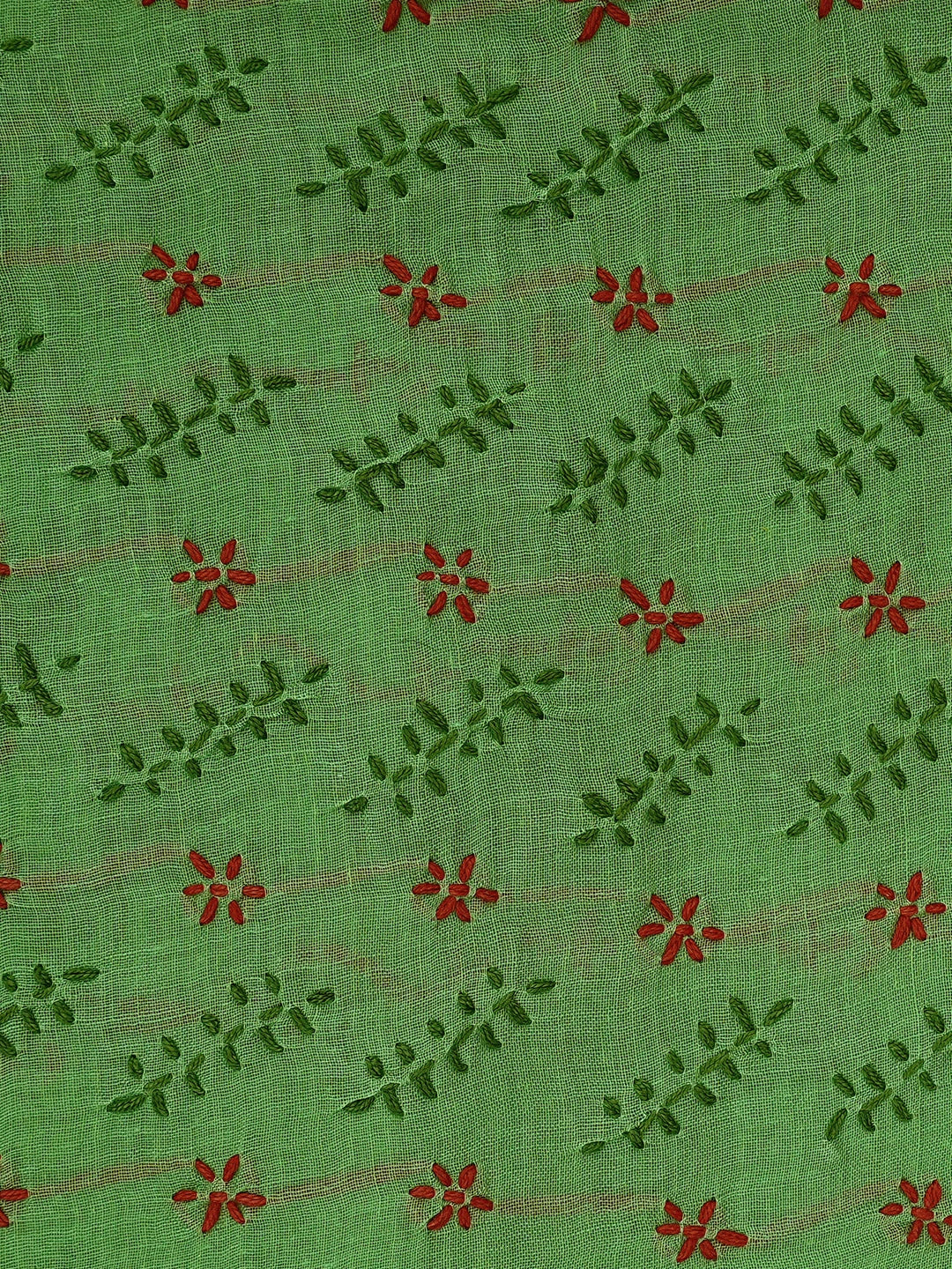 Ada Hand Embroidered Green Cotton Lucknowi Chikankari Unstitched Suit Piece 01A853450