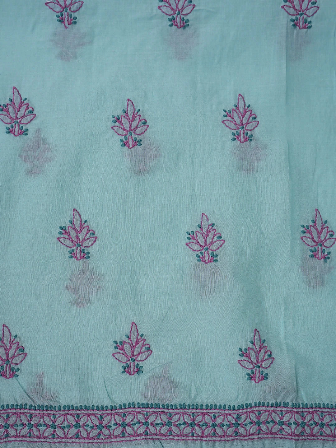 Ada Hand Embroidered Baby Blue Cotton Lucknowi Chikankari Unstitched Suit Piece 01A861520