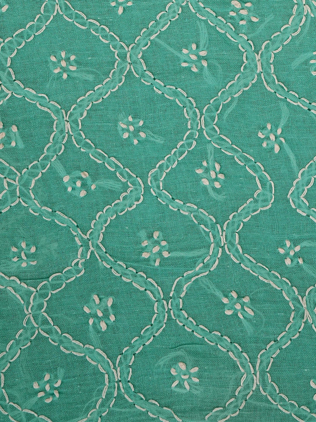 Ada Hand Embroidered Dark Sea Green Cotton Lucknowi Chikankari Unstitched Suit Piece 01A854942