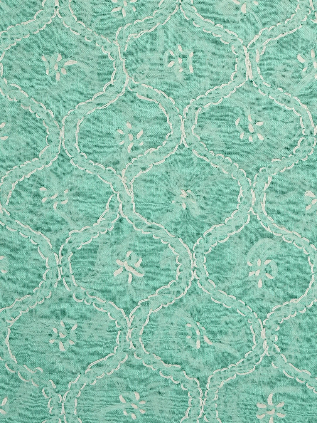 Ada Hand Embroidered Sea Green Cotton Lucknowi Chikankari Unstitched Suit Piece 01A854941