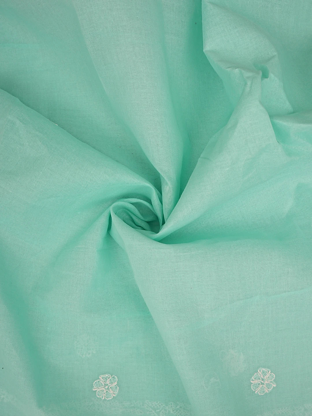 Ada Hand Embroidered Sea Green Cotton Lucknowi Chikankari Unstitched Suit Piece 01A854941