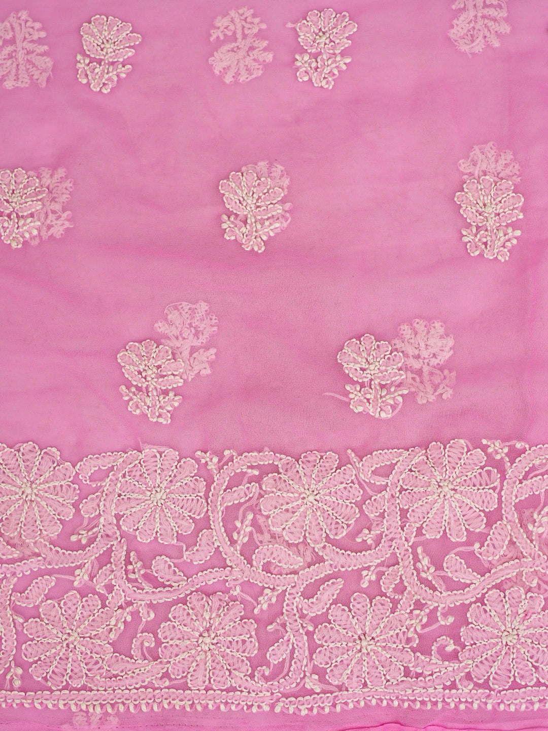 Ada Hand Embroidered Pink Georgette Lucknowi Chikan Unstitched Suit Piece 01A859809