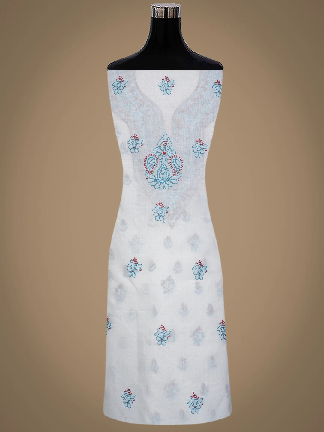 Ada Hand Embroidered White Cotton Lucknowi Chikankari Unstitched Suit Piece 01A861536