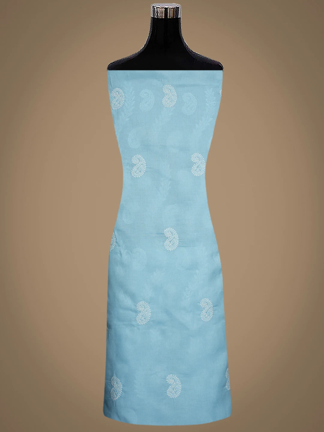Ada Hand Embroidered Blue Cotton Lucknowi Chikankari Unstitched Suit Piece 01A861447