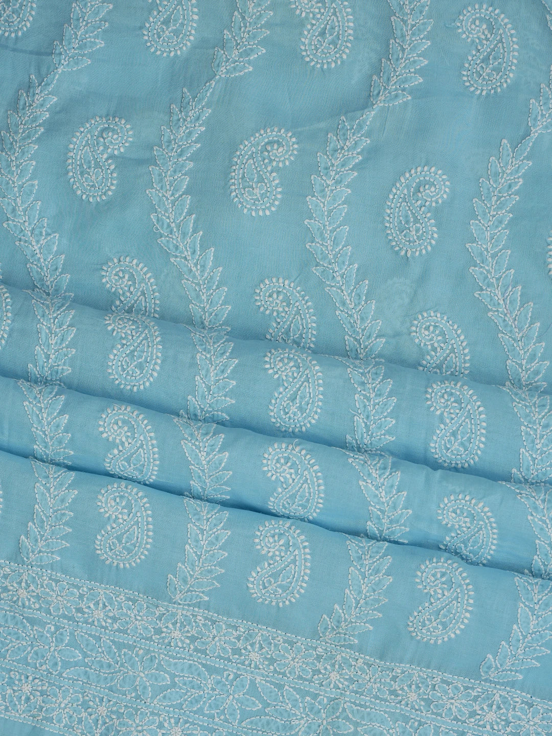 Ada Hand Embroidered Blue Cotton Lucknowi Chikankari Unstitched Suit Piece 01A861447