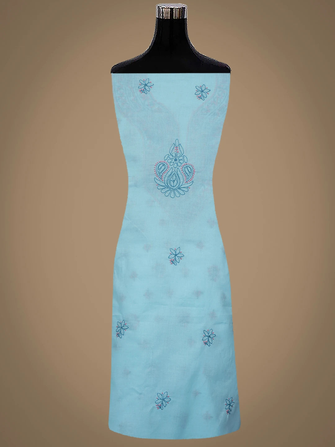 Ada Hand Embroidered Blue Cotton Lucknowi Chikankari Unstitched Suit Piece 01A861509