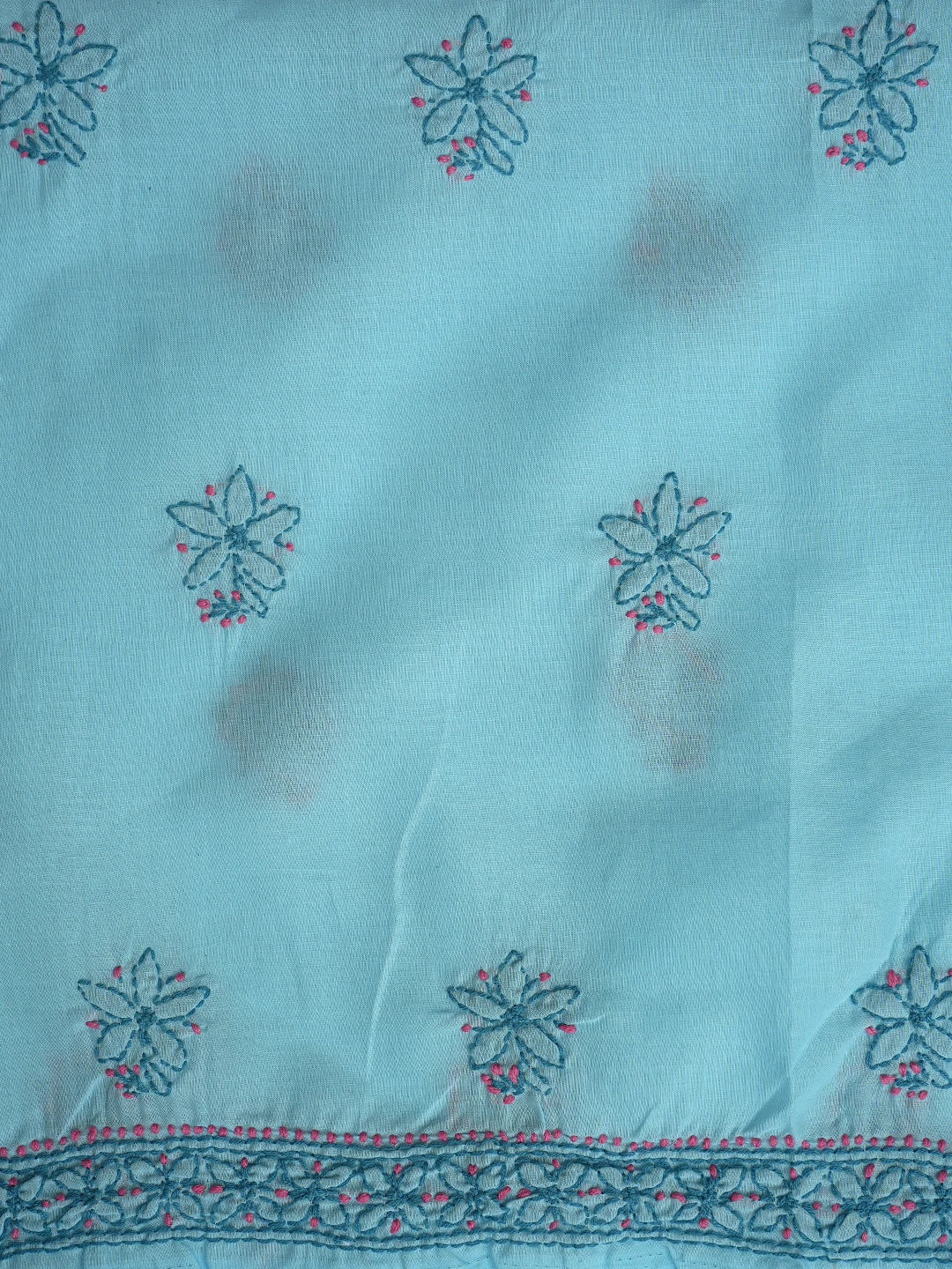Ada Hand Embroidered Blue Cotton Lucknowi Chikankari Unstitched Suit Piece 01A861509