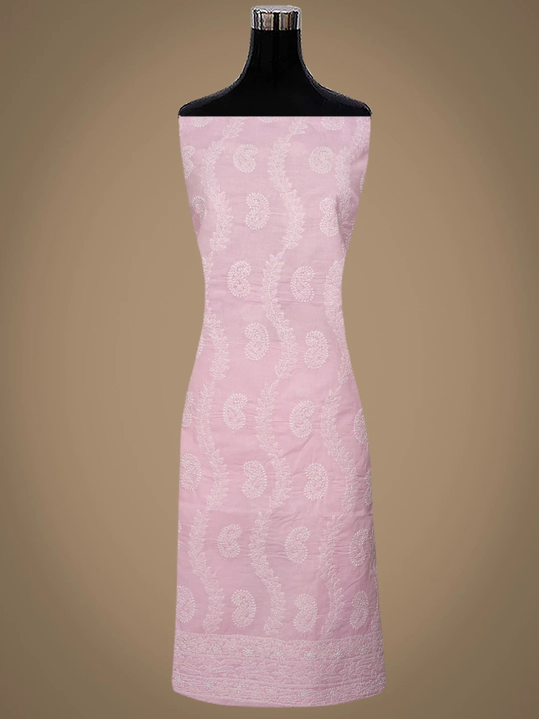 Ada Hand Embroidered Pink Cotton Lucknowi Chikankari Unstitched Suit Piece 01A861436