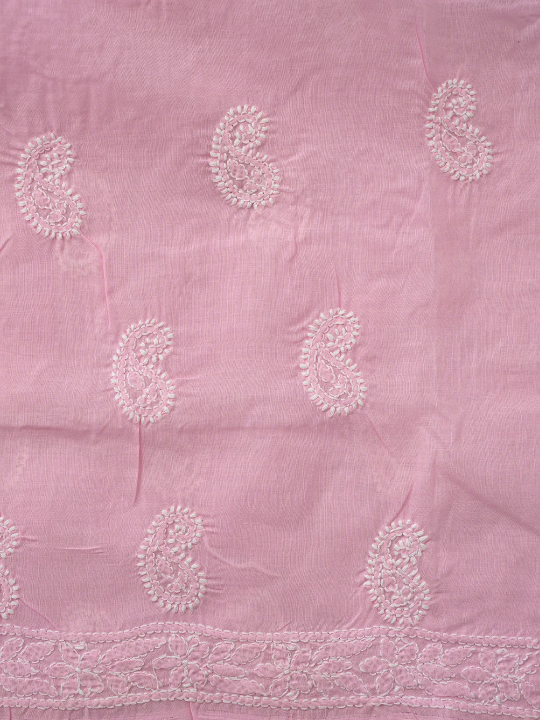 Ada Hand Embroidered Pink Cotton Lucknowi Chikankari Unstitched Suit Piece 01A861436