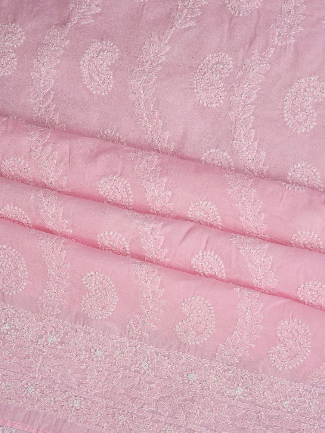 Ada Hand Embroidered Pink Cotton Lucknowi Chikankari Unstitched Suit Piece 01A861436