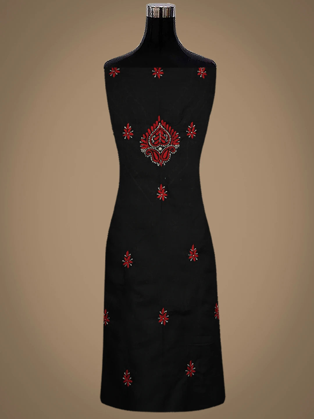 Ada Hand Embroidered Black Cotton Lucknowi Chikankari Unstitched Suit Set 01A861517