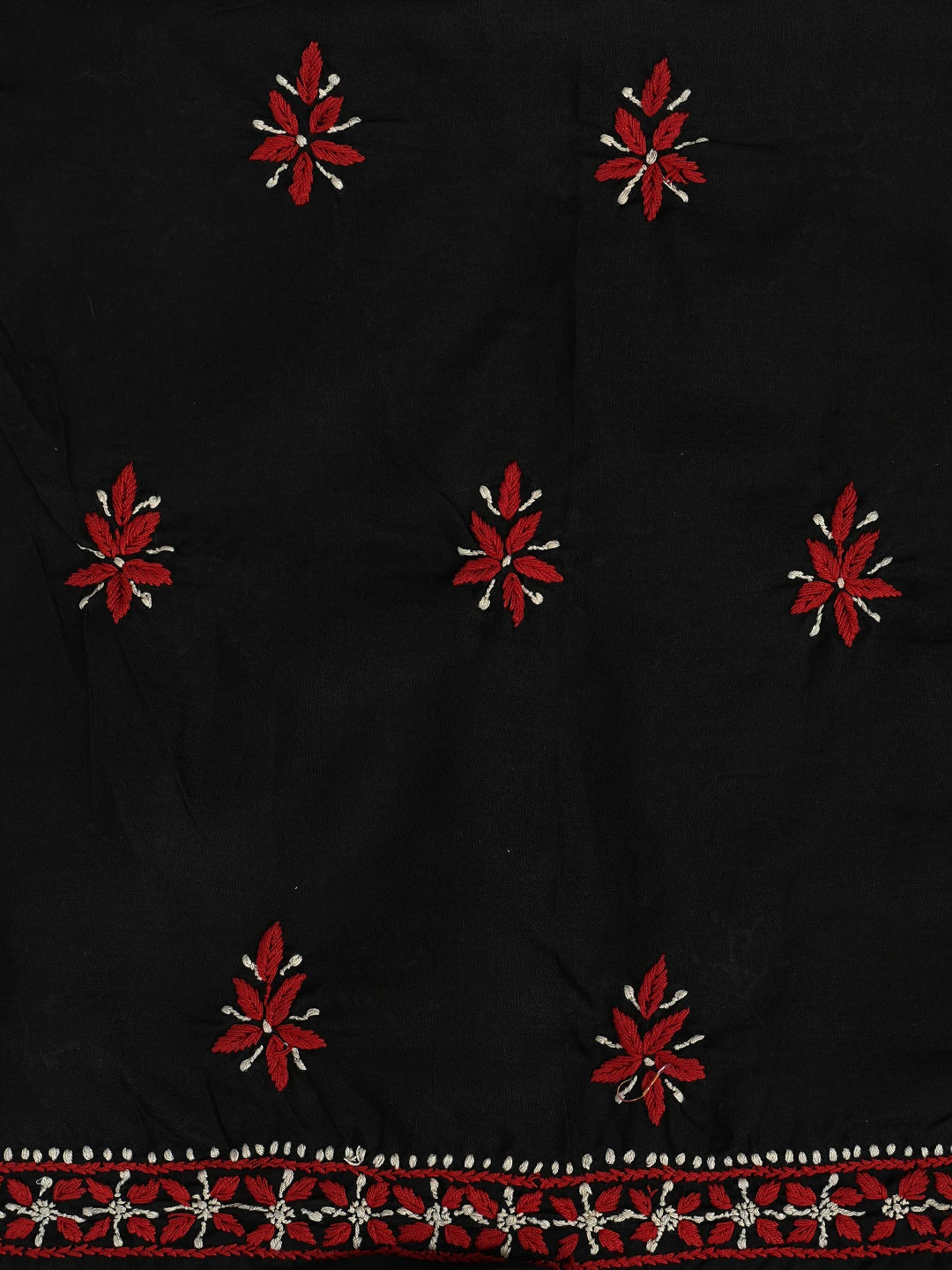Ada Hand Embroidered Black Cotton Lucknowi Chikankari Unstitched Suit Set 01A861517