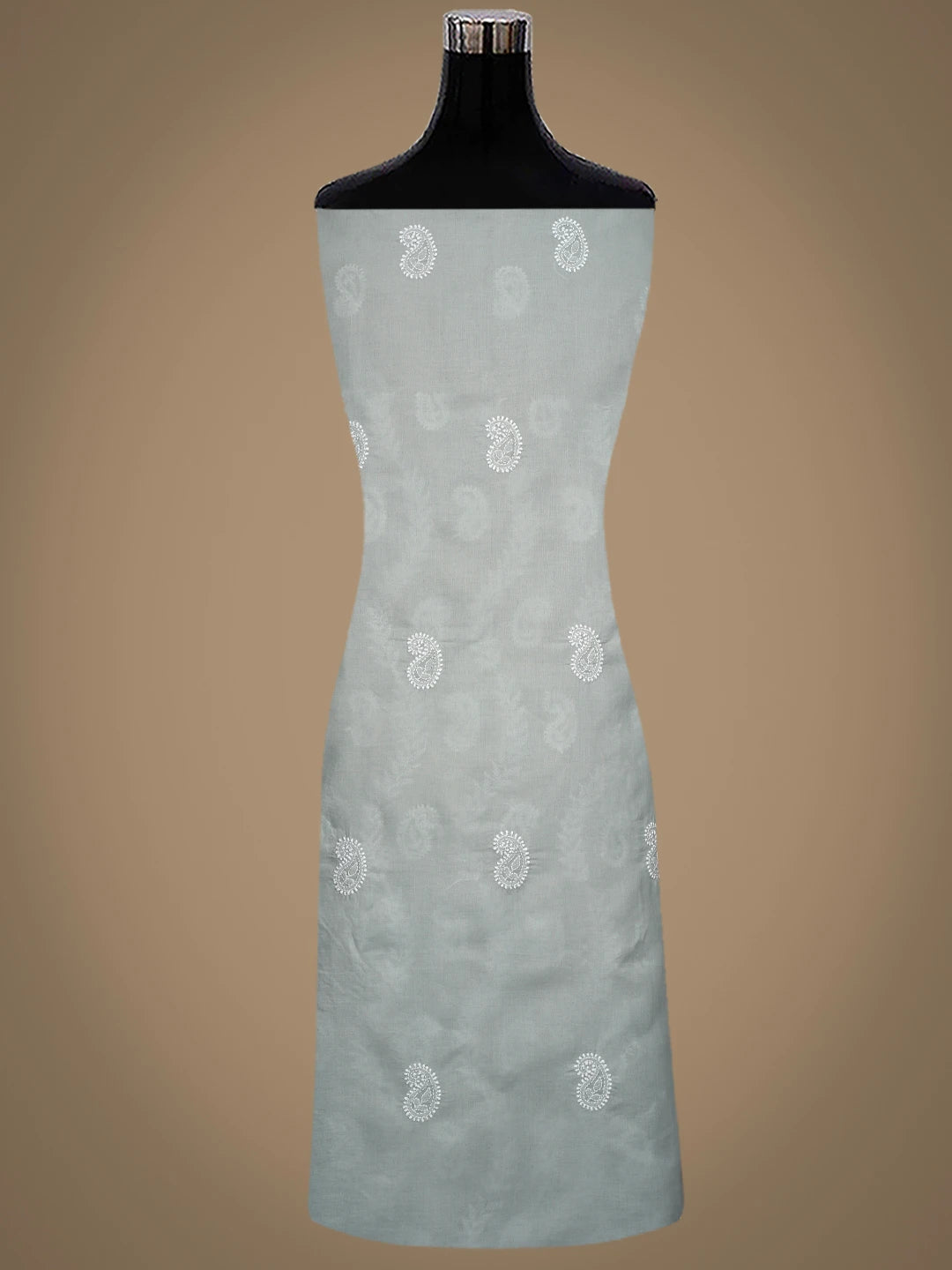 Ada Hand Embroidered Grey Cotton Lucknowi Chikankari Unstitched Suit Piece 01A861410