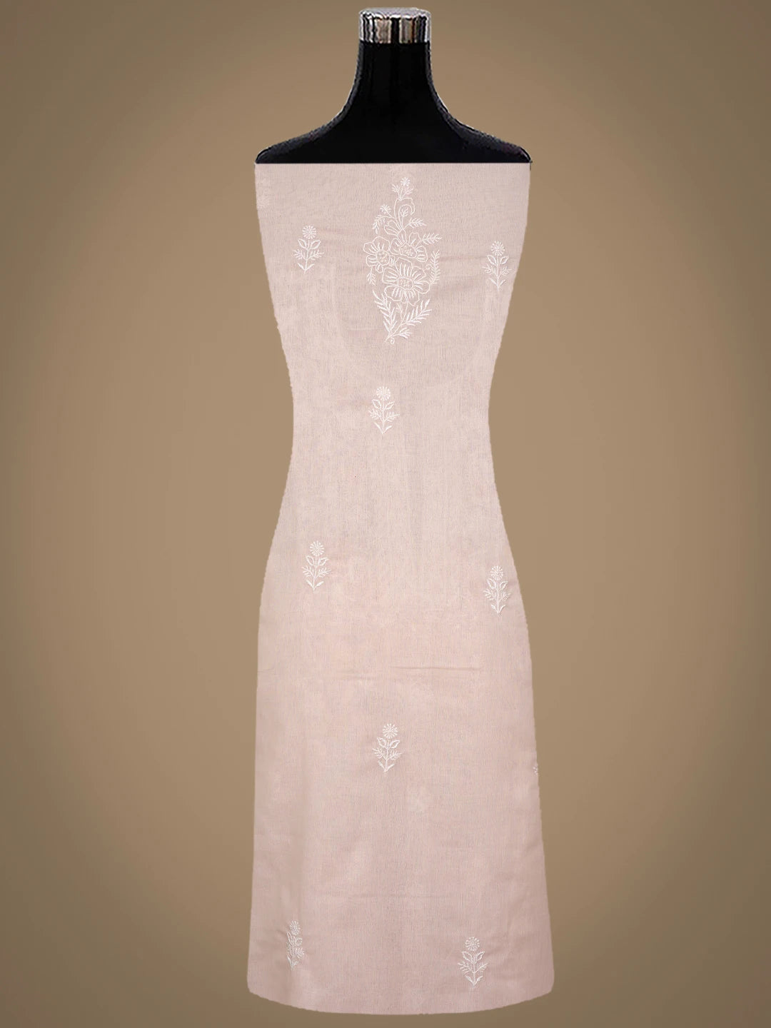 Ada Hand Embroidered Dusty Peach Cotton Lucknowi Chikankari Unstitched Suit Piece 01A773773